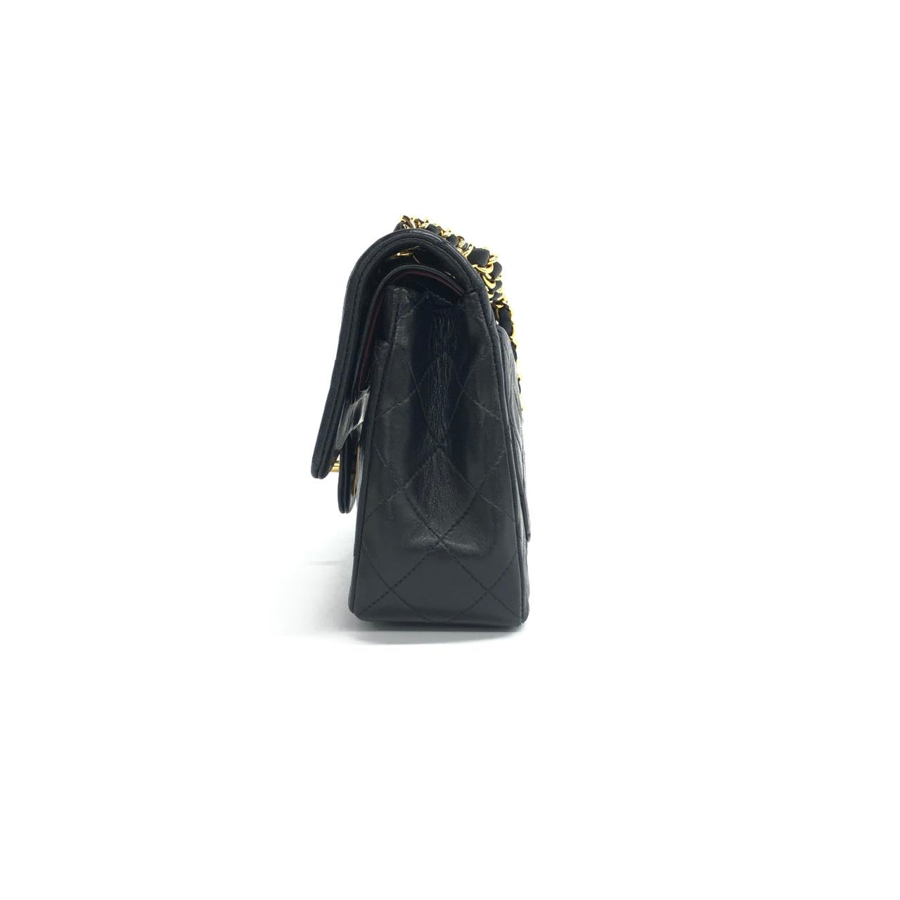 Chanel Vintage Classic Flap Small Black Lambskin Leather Double Flap 24k Gold Hardware