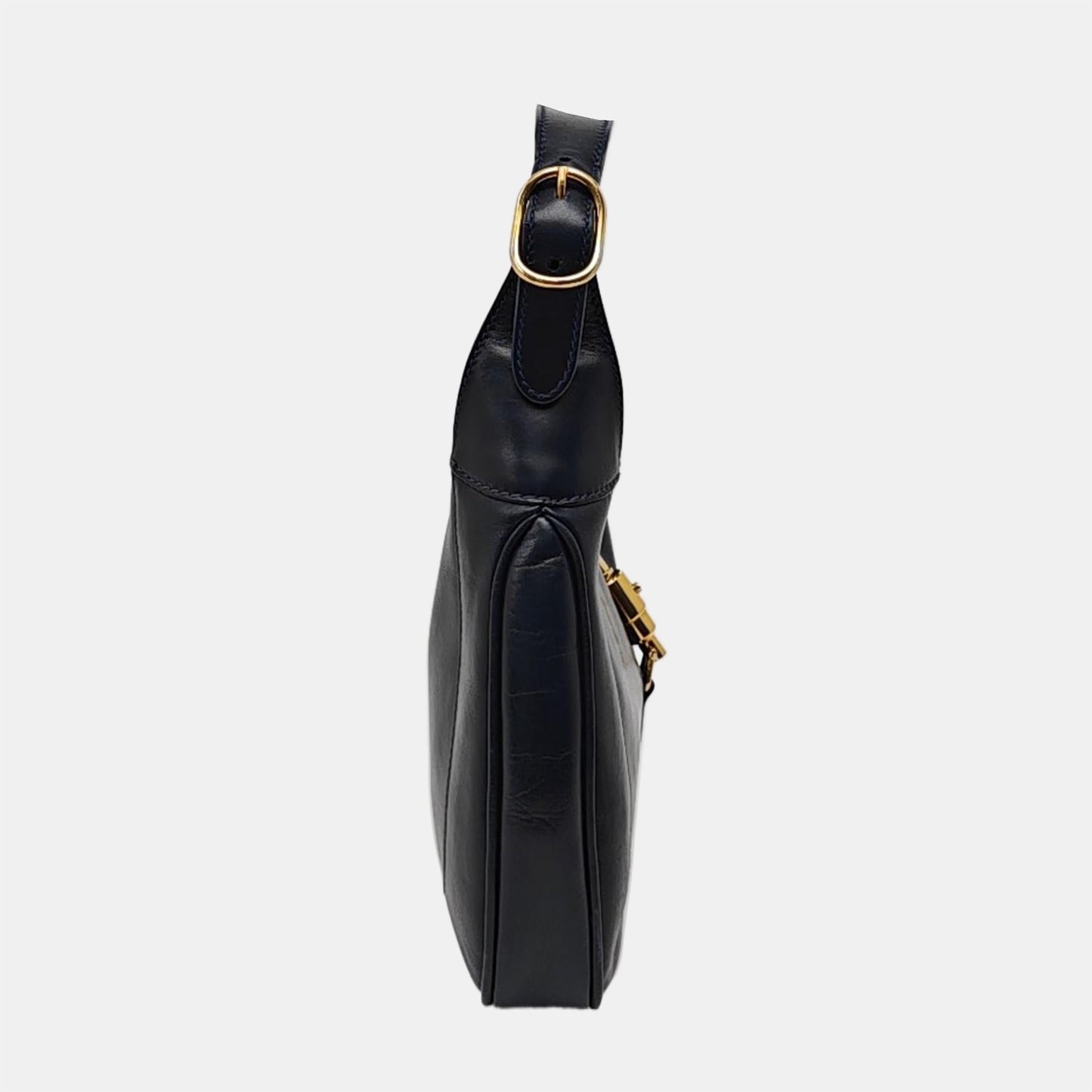 Gucci Jackie 1961 Small Navy Leather Bag with Adjustable Strap