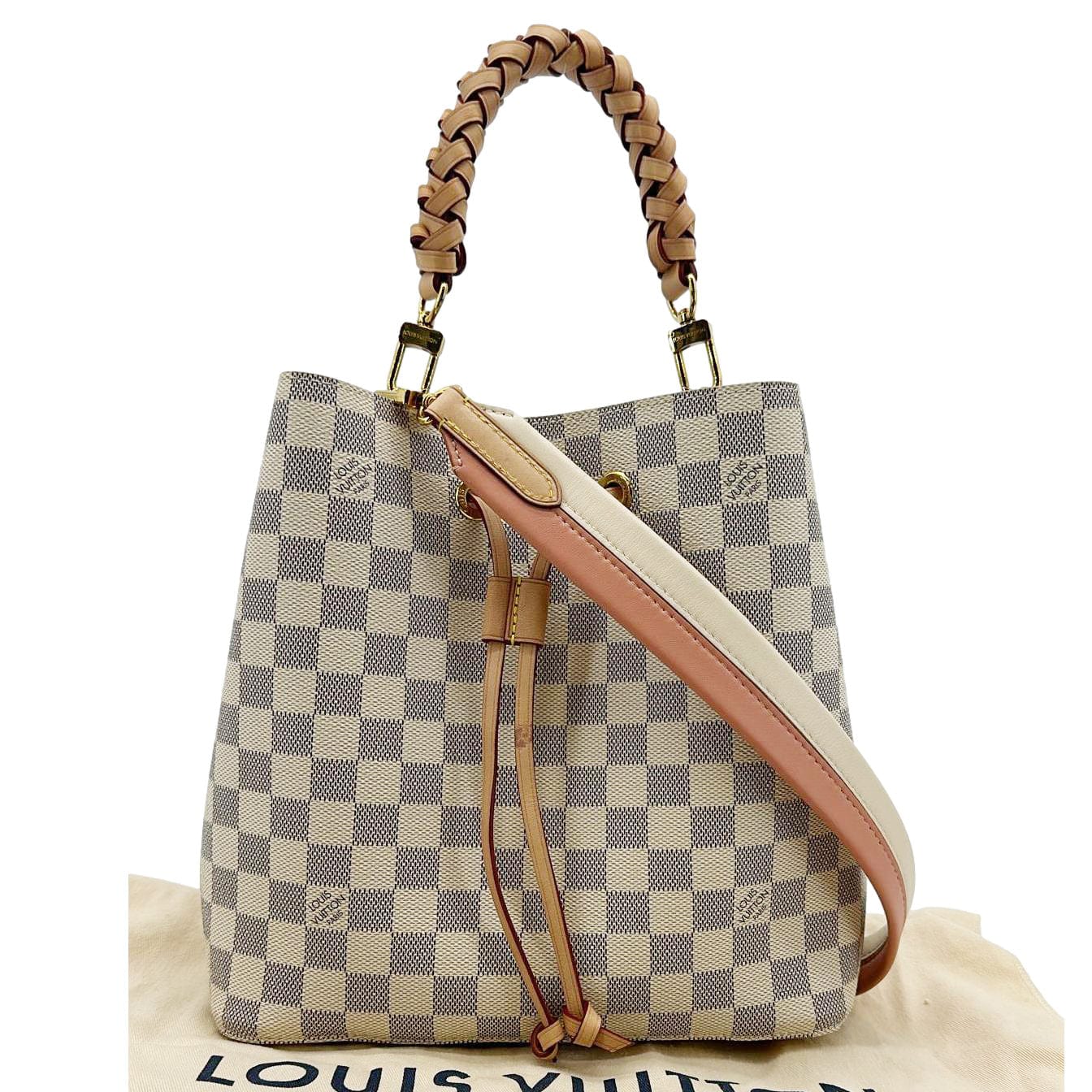 LOUIS VUITTON Neonoe Braided Handle Damier Azur Crossbody Bag White