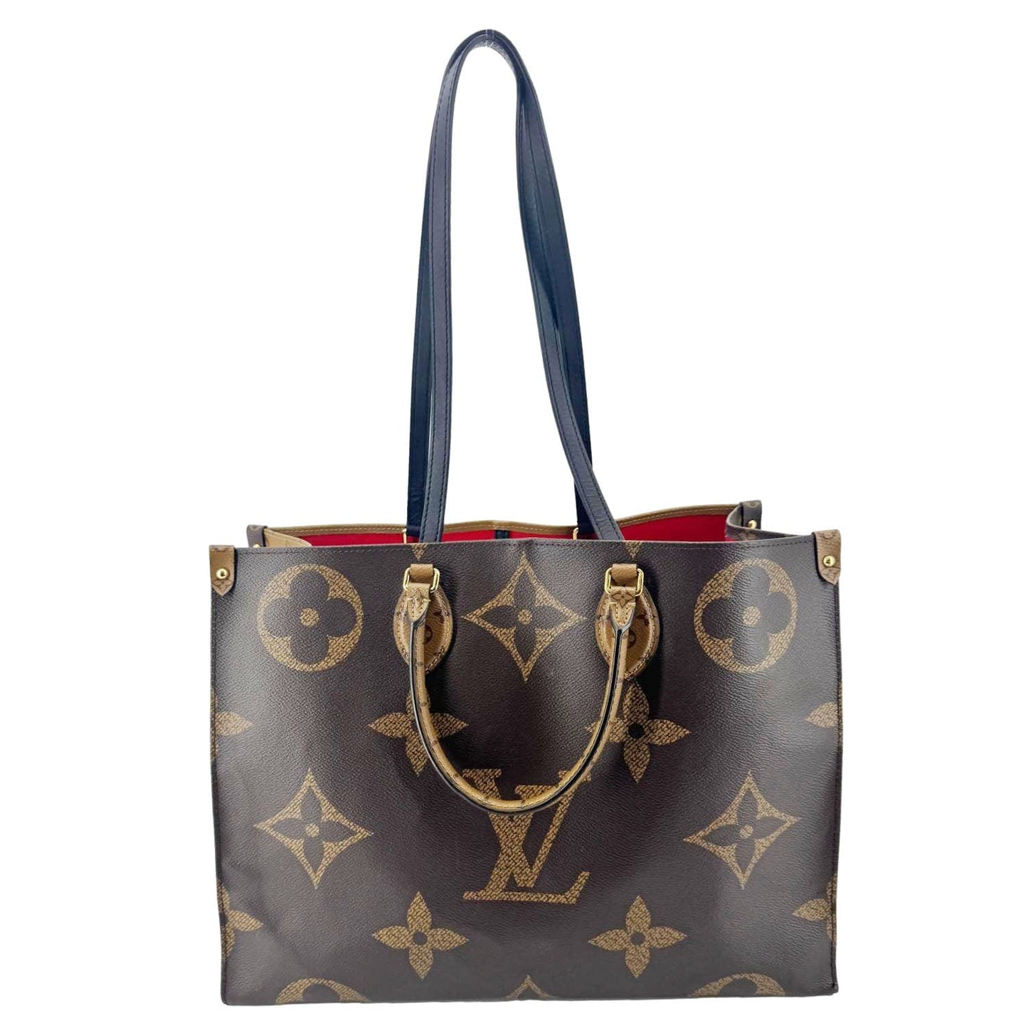LOUIS VUITTON Onthego GM Reverse Monogram Canvas Tote Bag Brown