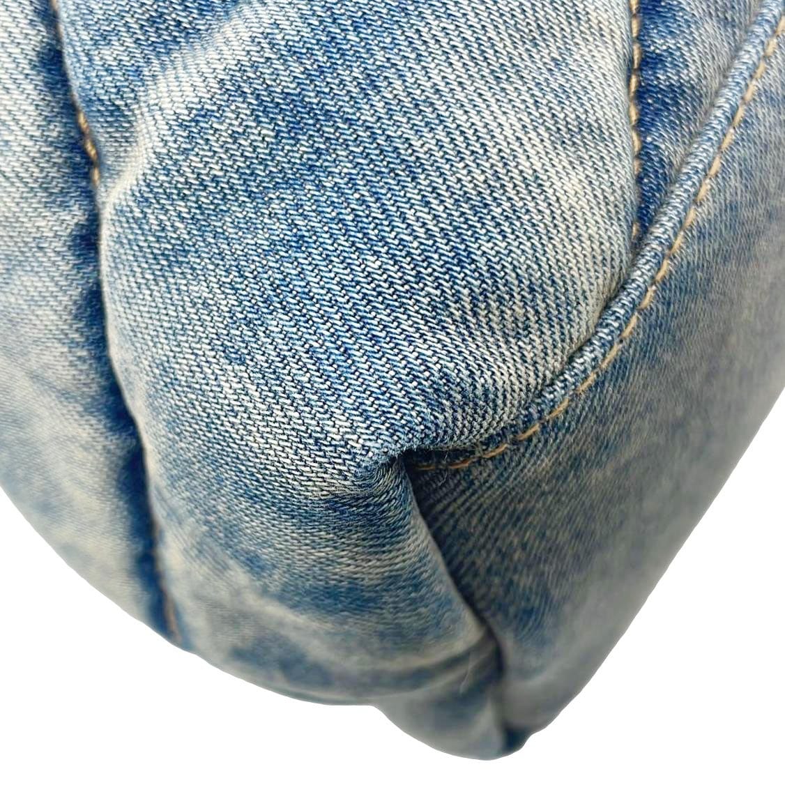 YVES SAINT LAURENT Loulou Puffer Quilted Denim Shoulder Bag Blue