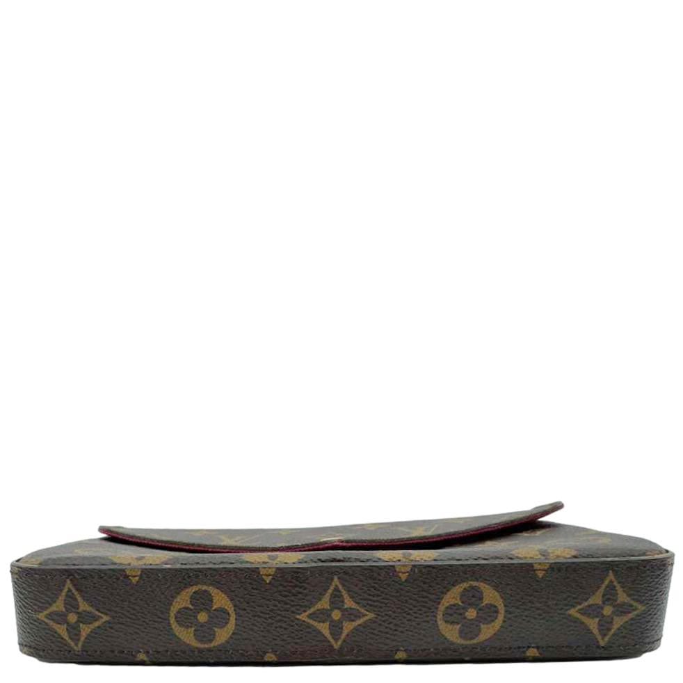 LOUIS VUITTON Felicie Pochette Monogram Canvas Crossbody Bag Brown