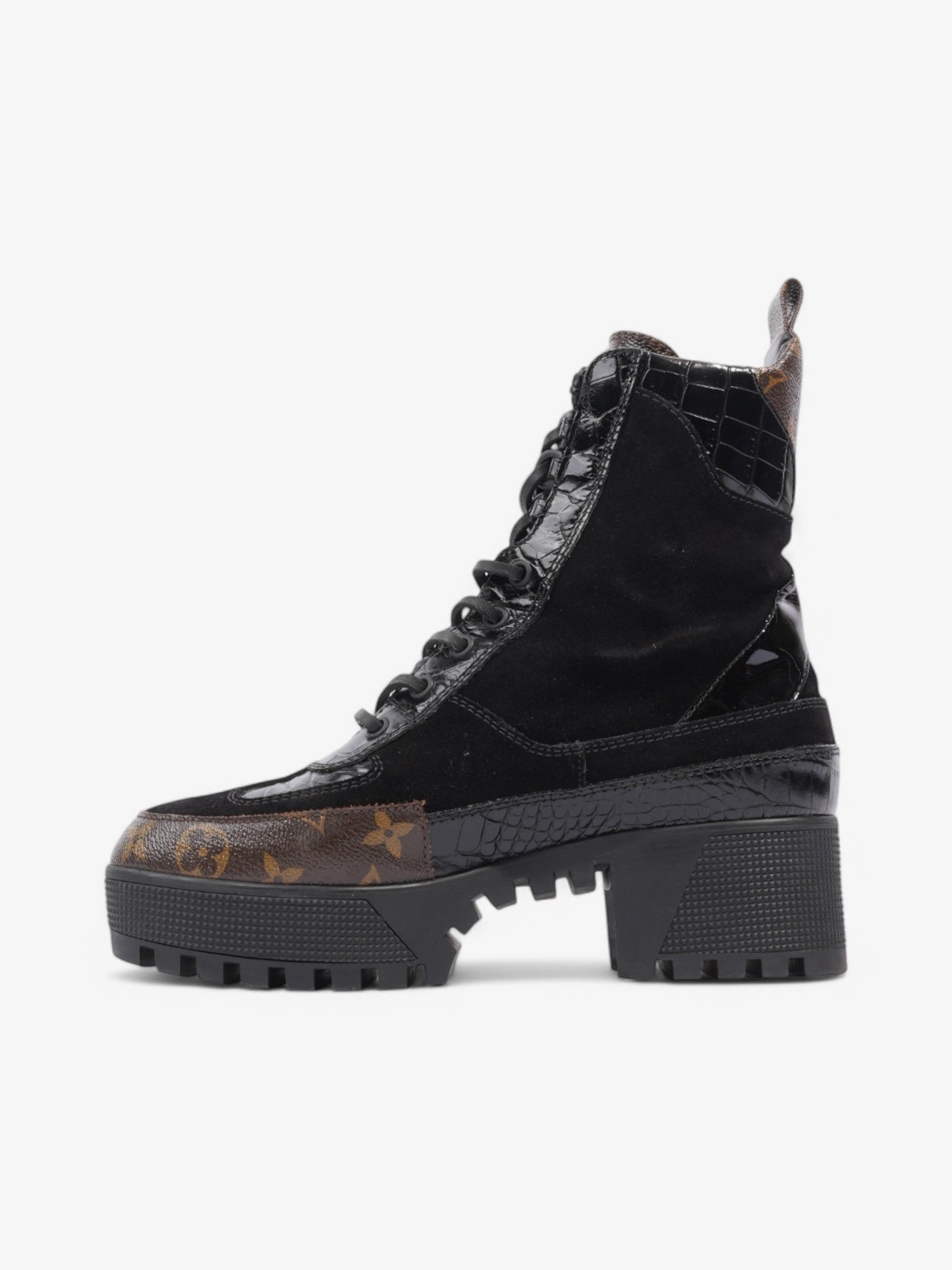 Louis Vuitton Laureate Platform Desert Boot 50 Black / Monogram Suede EU 39 UK 6