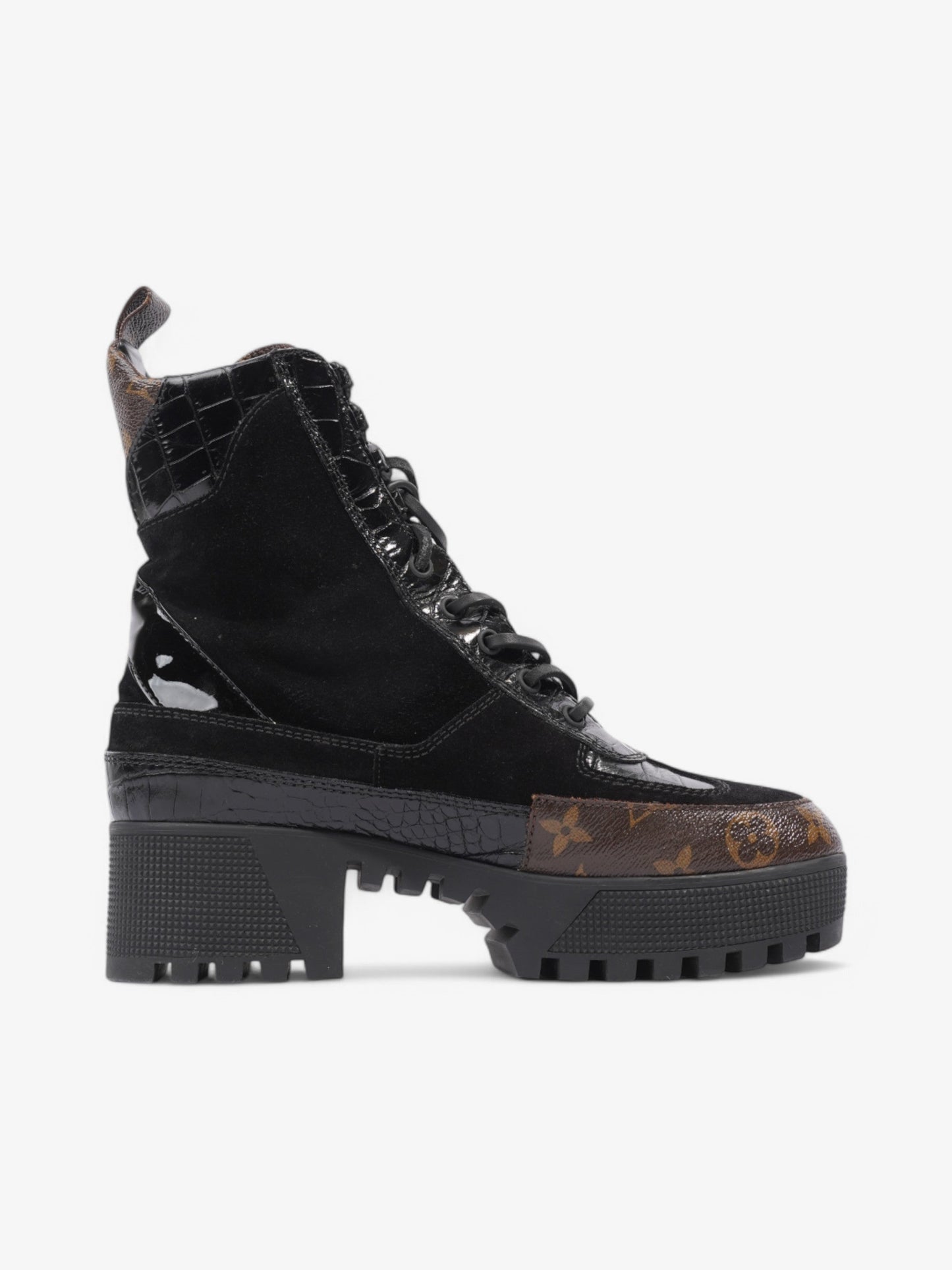 Louis Vuitton Laureate Platform Desert Boot 50 Black / Monogram Suede EU 39 UK 6