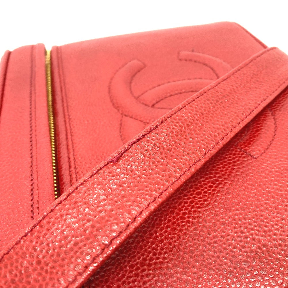 CHANEL Shoulder Bag Caviar skin Red CC COCO Mark Vanity bag handbag