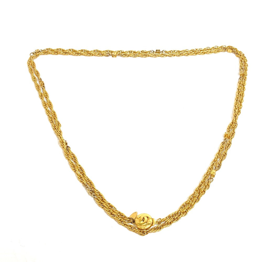 CHANEL Necklace Gold Plated gold CC COCO Mark