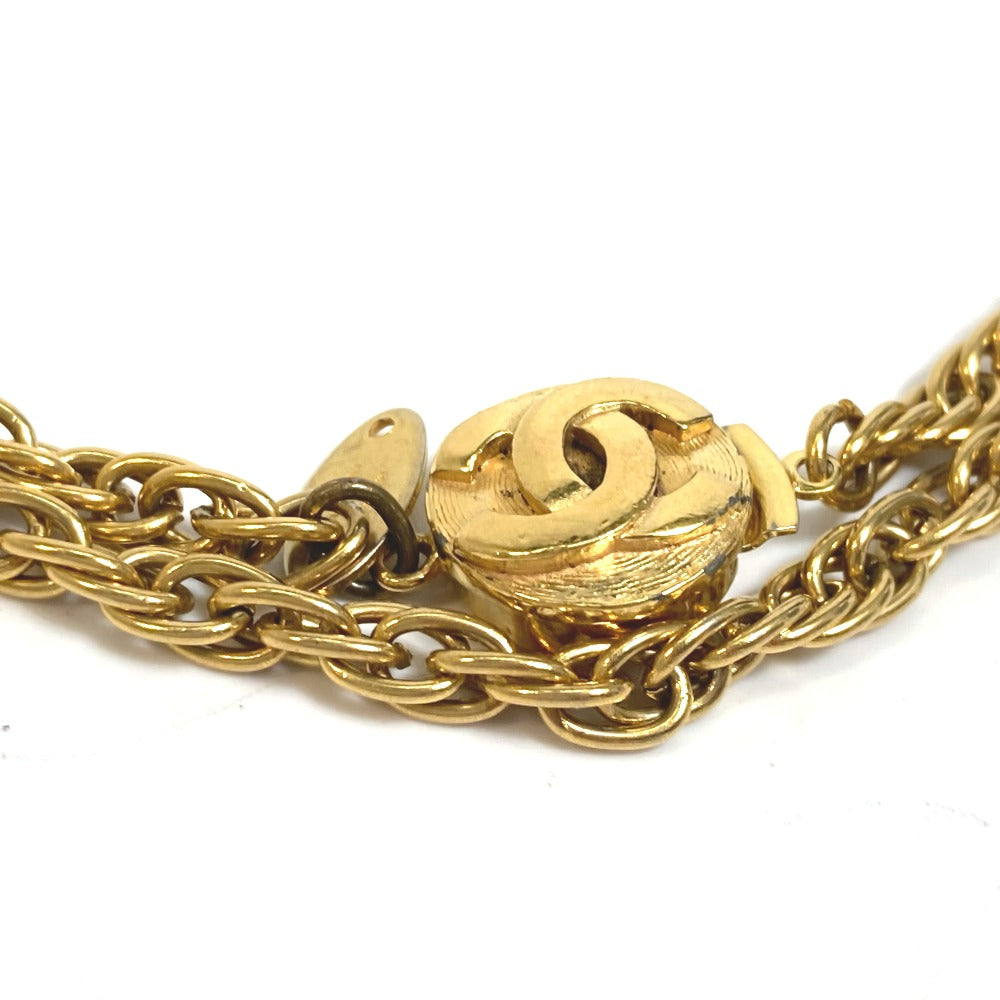 CHANEL Necklace Gold Plated gold CC COCO Mark