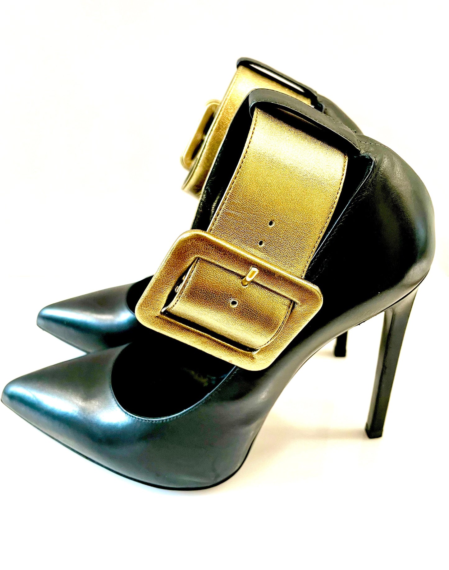 YSL ANKLE BUCKLE STRAP STILETTO PUMPS