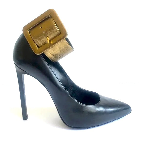 YSL ANKLE BUCKLE STRAP STILETTO PUMPS