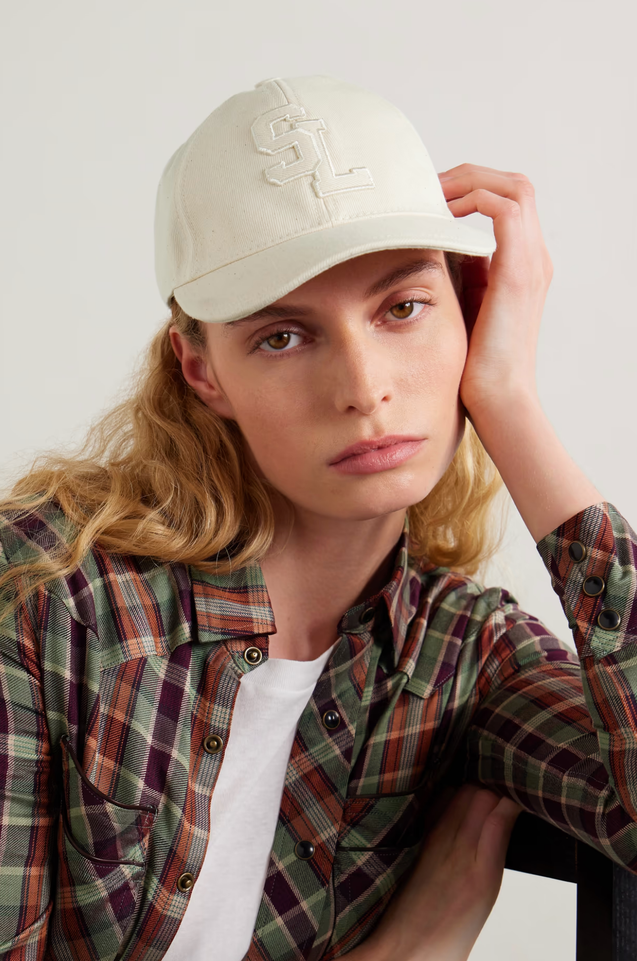 YSL SL BASEBALL CAP IVORY