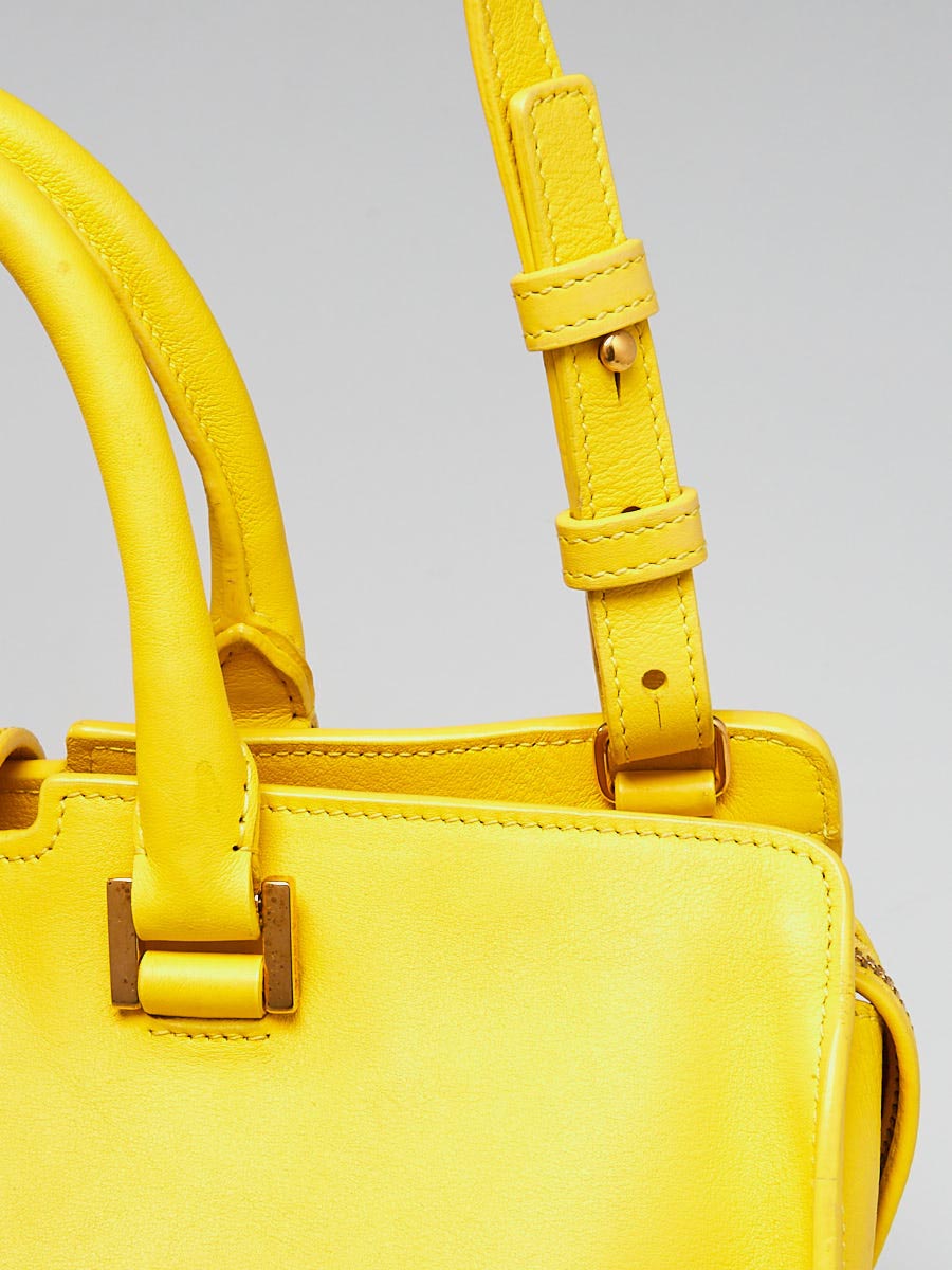 YVES SAINT LAURENT CALFSKIN LEATHER CABAS BAG-YELLOW