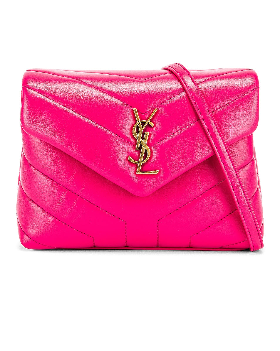 YSL QUILTED CALFSKIN LEATHER MONOGRAM TOY LOULOU CROSSBODY BAG