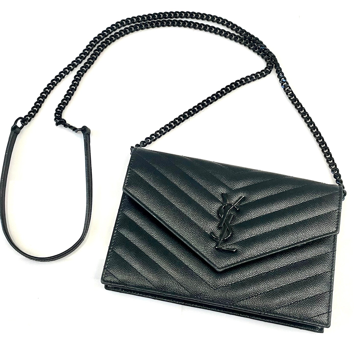 YSL CASSANDRE LAMBSKIN WALLET ON A CHAIN