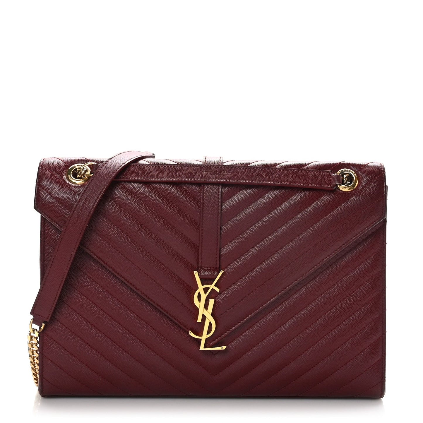 YSL COLLEGE MATELASSE LAMBSIN CHEVRON MEDIUM MONOGRAM SATCHEL