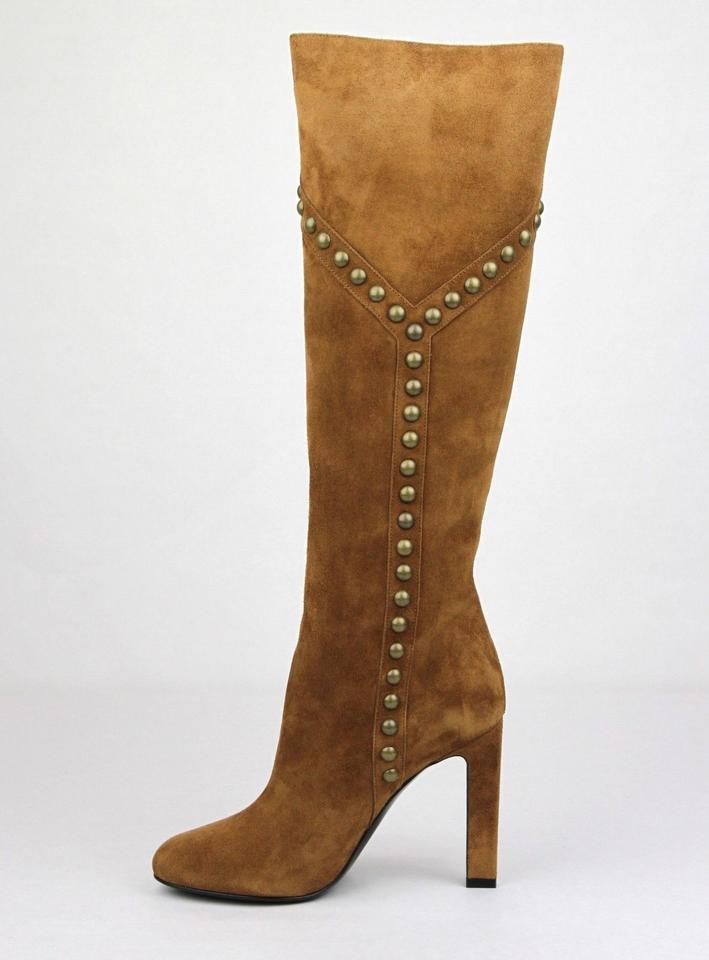 YSL GRACE SUEDE 105 Y STUDDED BOOTS