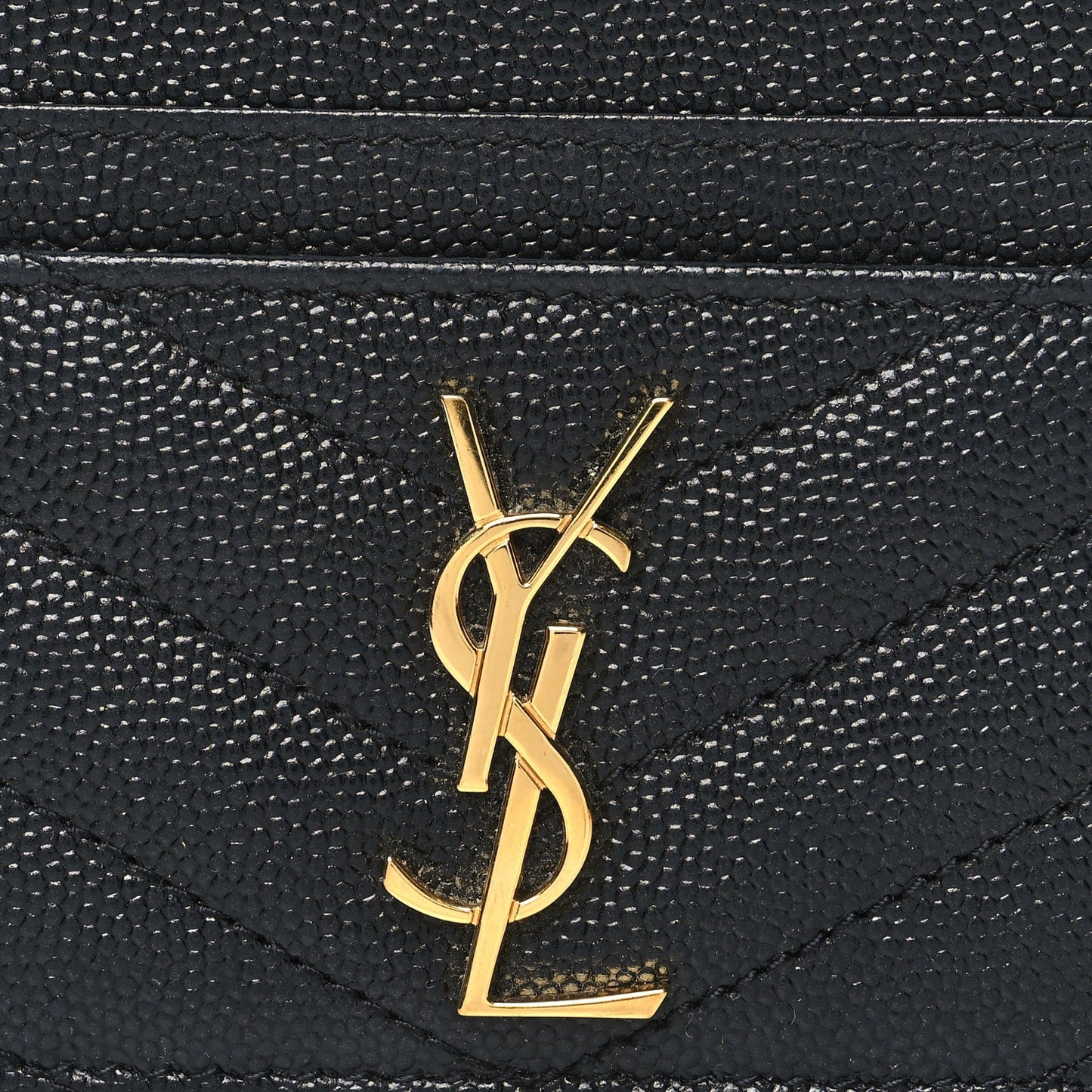 YSL GRAIN DE POUDRE LEATHER MONOGRAM CARD CASE