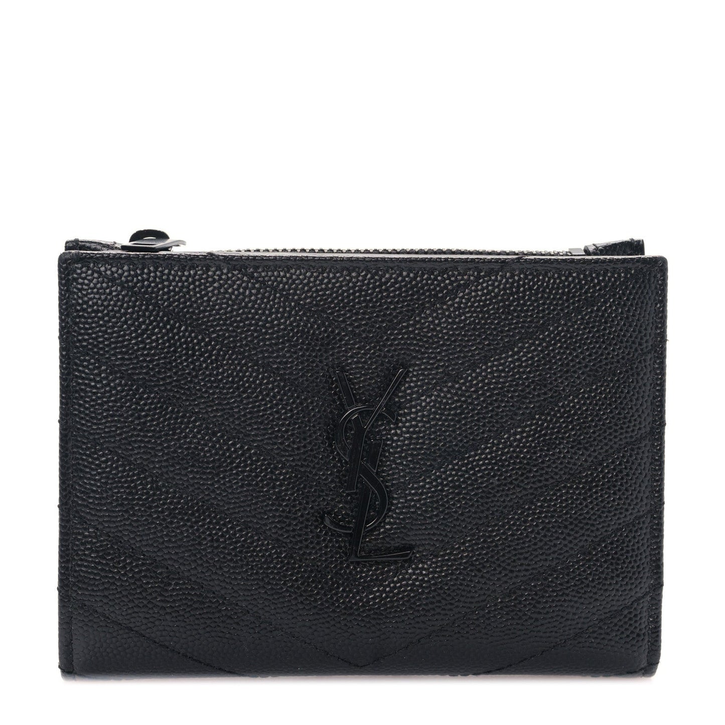 YSL GRAIN DE POUDRE MATELASSE CHEVRON CASSANDRE FRAGMENTS BI-FOLD WALLET