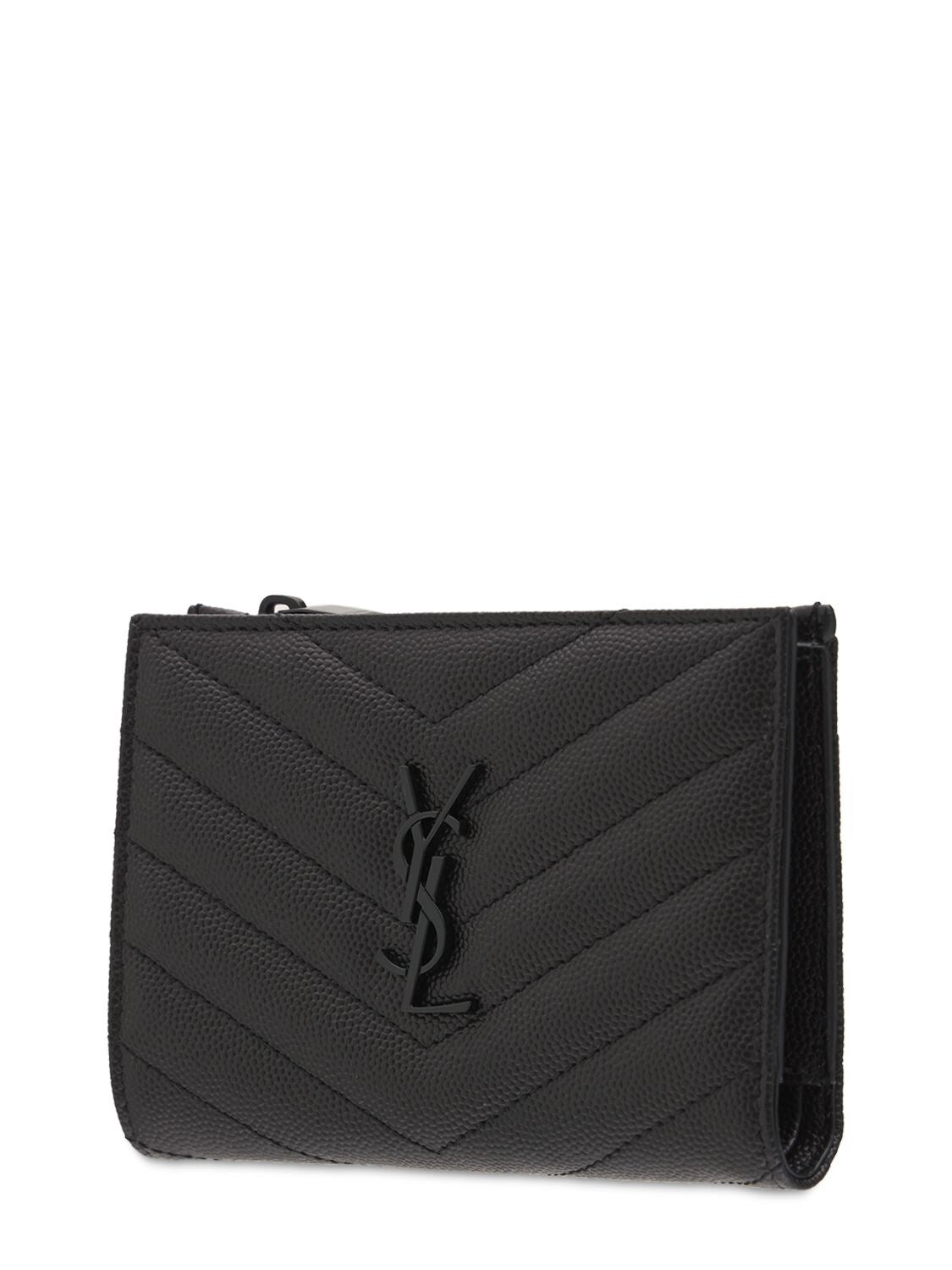 YSL GRAIN DE POUDRE MATELASSE CHEVRON CASSANDRE FRAGMENTS BI-FOLD WALLET