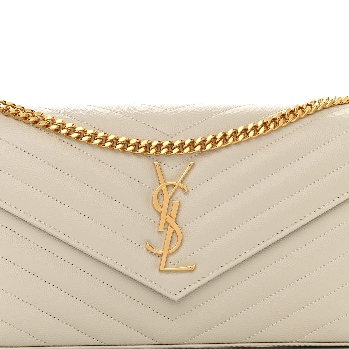 YSL GRAIN DE POUDRE MATELASSE MONOGRAM WALLET ON CHAIN