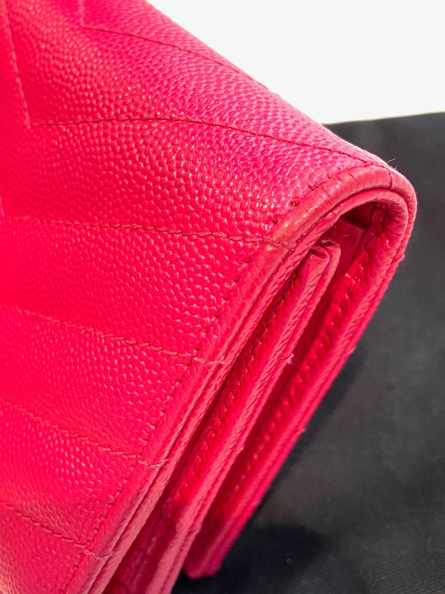 YSL GRAIN DE POUDRE MATELASSE CHEVRON MONOGRAM SMALL WALLET