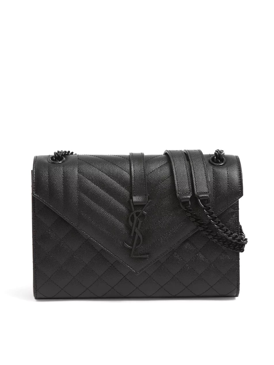 YSL GRAIN DE POUDRE MIXED MATELASSE TRIQUILT MEDIUM ENVELOPE BAG