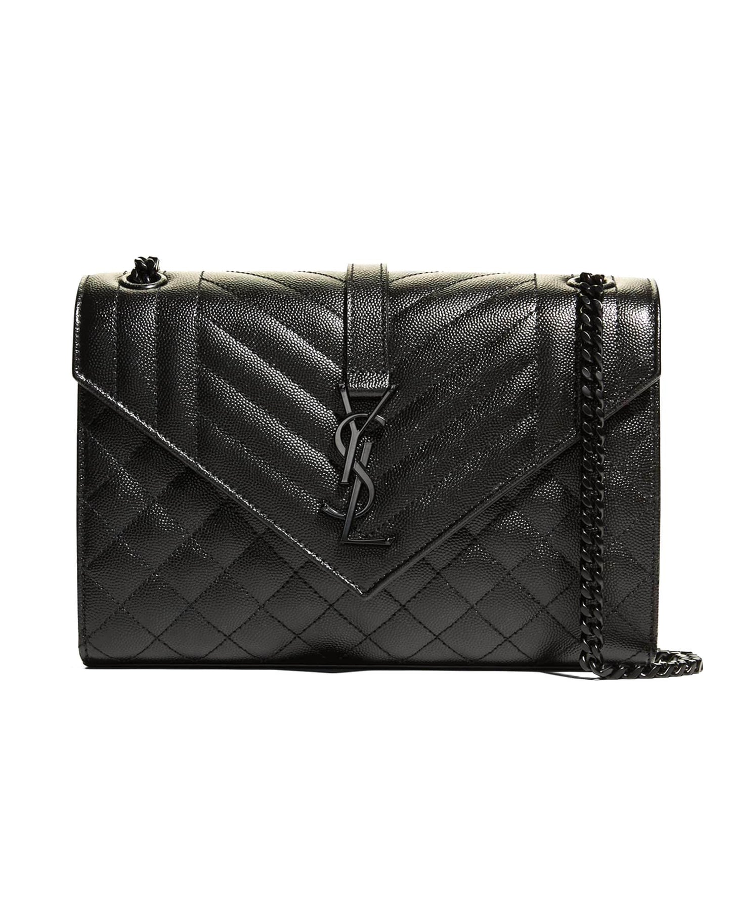 YSL GRAIN DE POUDRE MIXED MATELASSE TRIQUILT MEDIUM ENVELOPE BAG