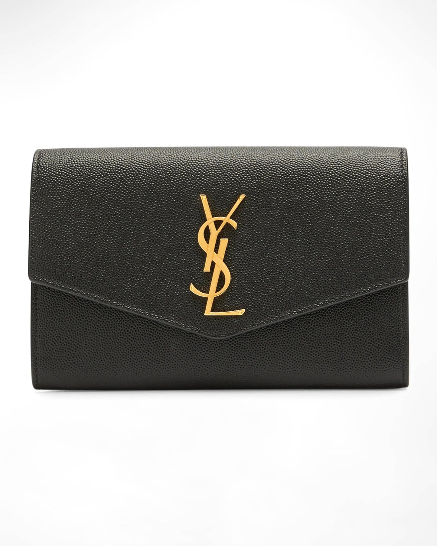 YSL GRAIN DE POUDRE LEATHER UPTOWN WALLET ON CHAIN