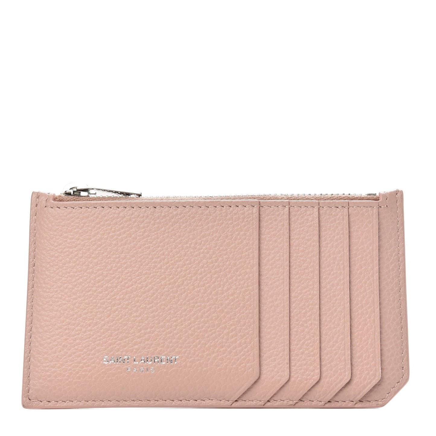 YSL GRAINED CALFSKIN ZIP POUCH CARD HOLDER