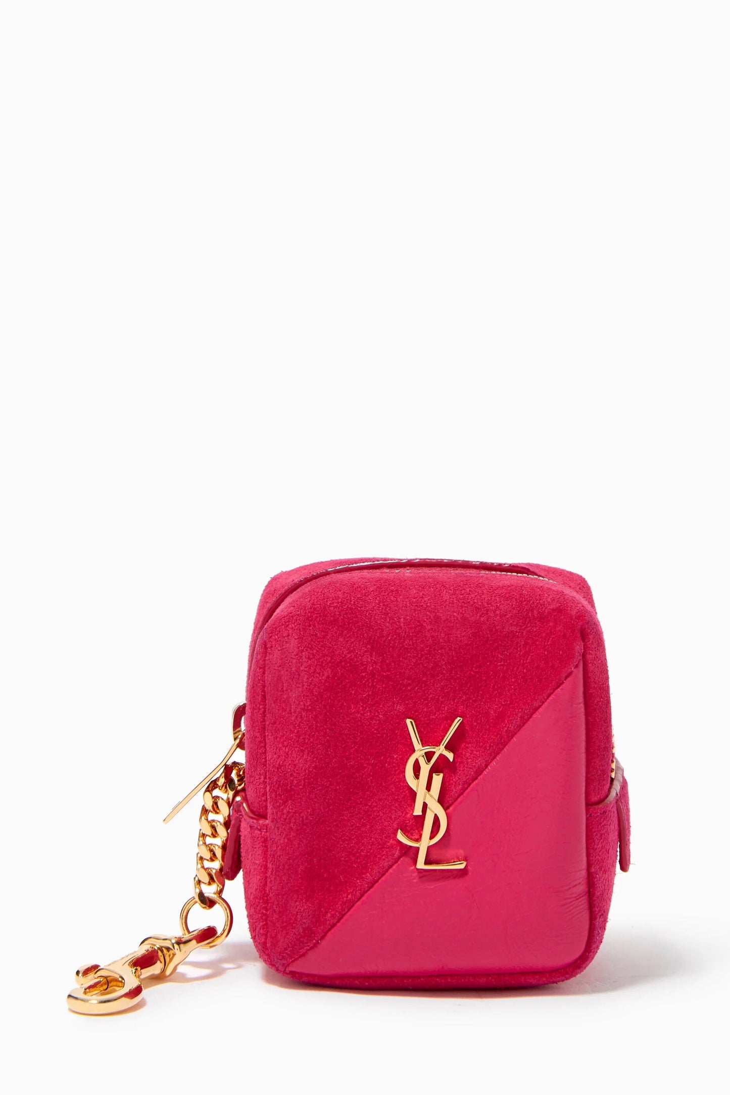 YSL JAMIE CUBE CHARM IN SUEDE AND LAMBSKIN