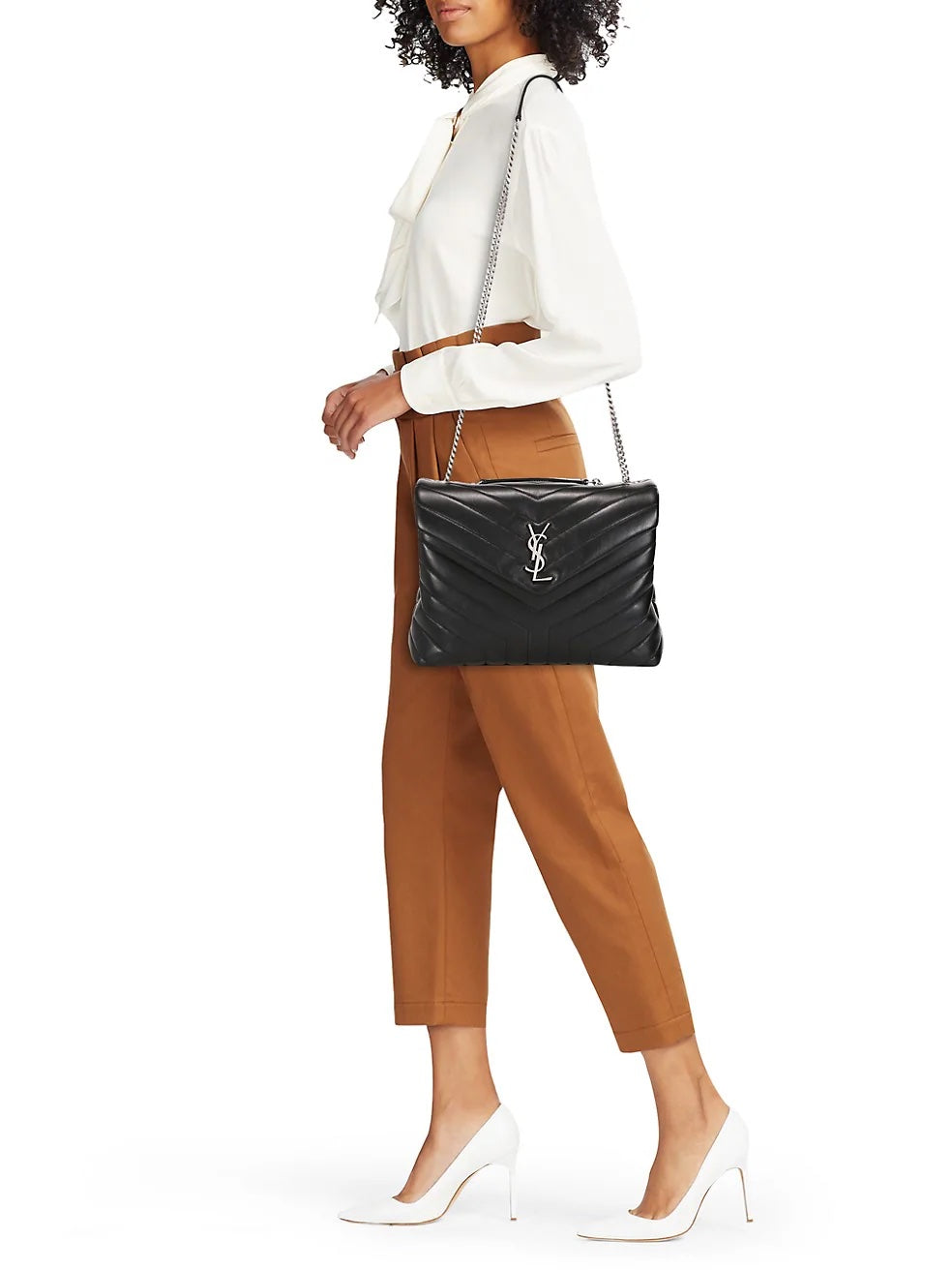 YSL MEDIUM LOULOU MATELASSE LEATHER SHOULDER BAG