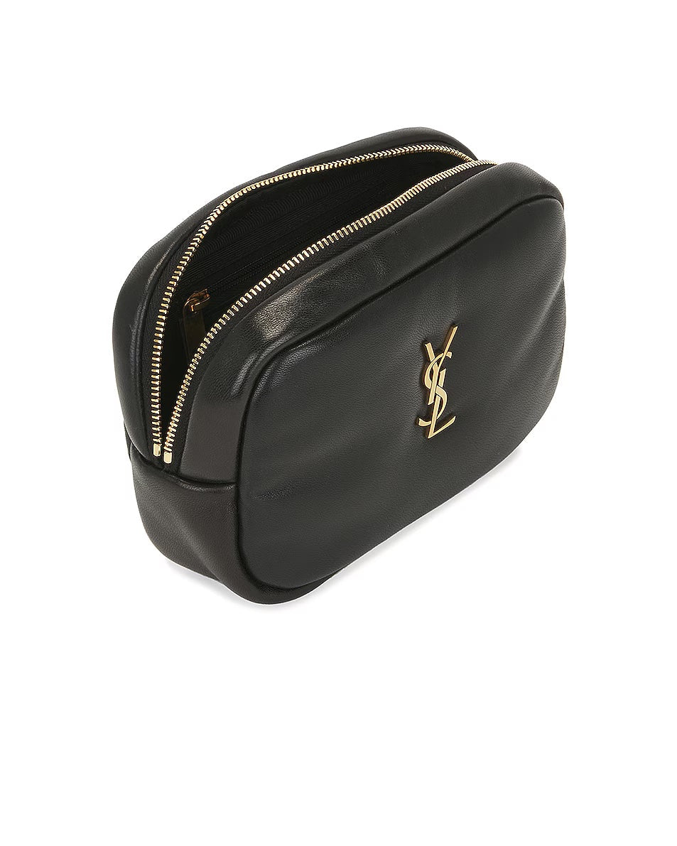 YSL MINI CASSANDRE LAMBSKIN LEATHER COSMETIC POUCH