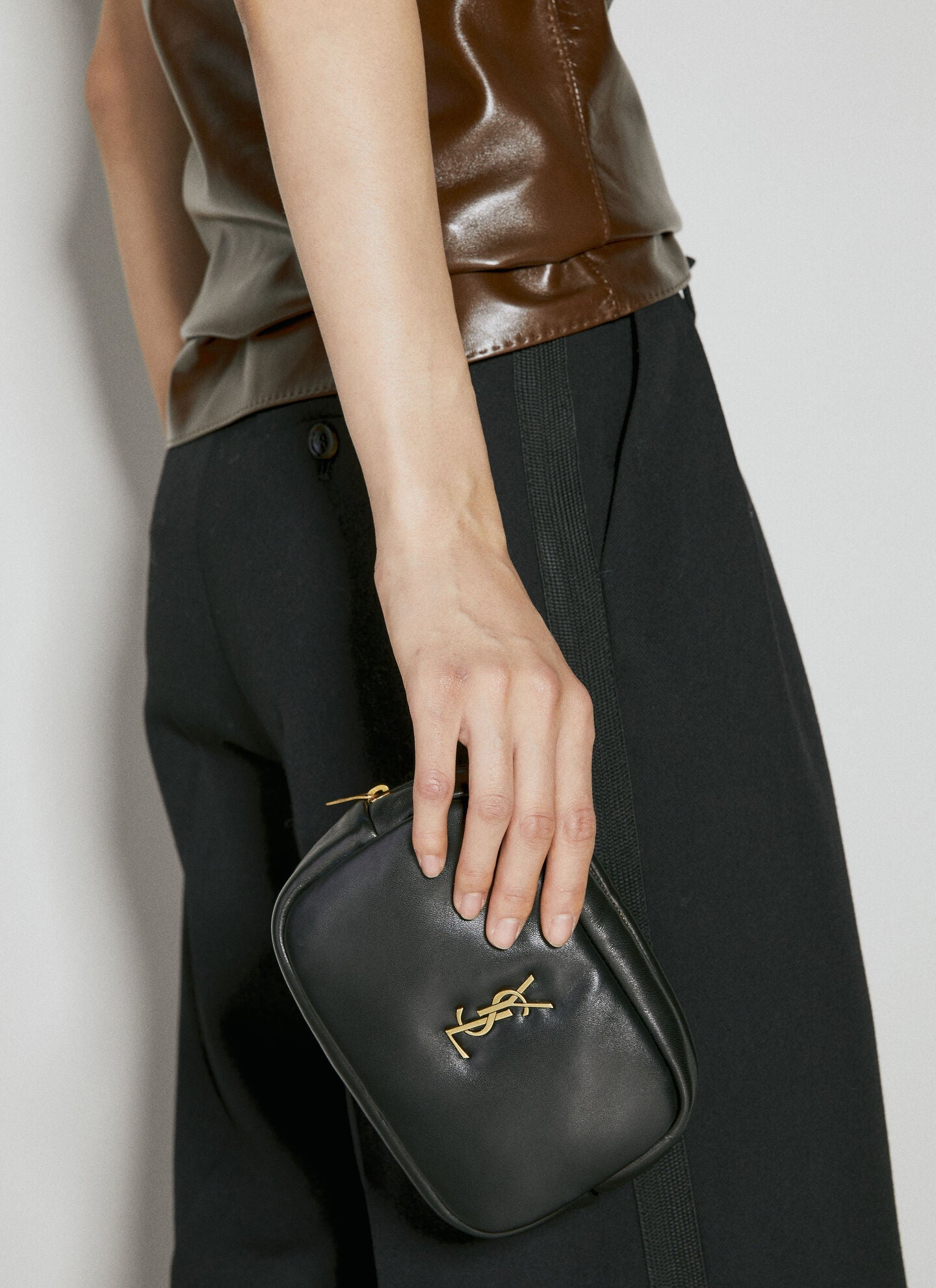 YSL MINI CASSANDRE LAMBSKIN LEATHER COSMETIC POUCH