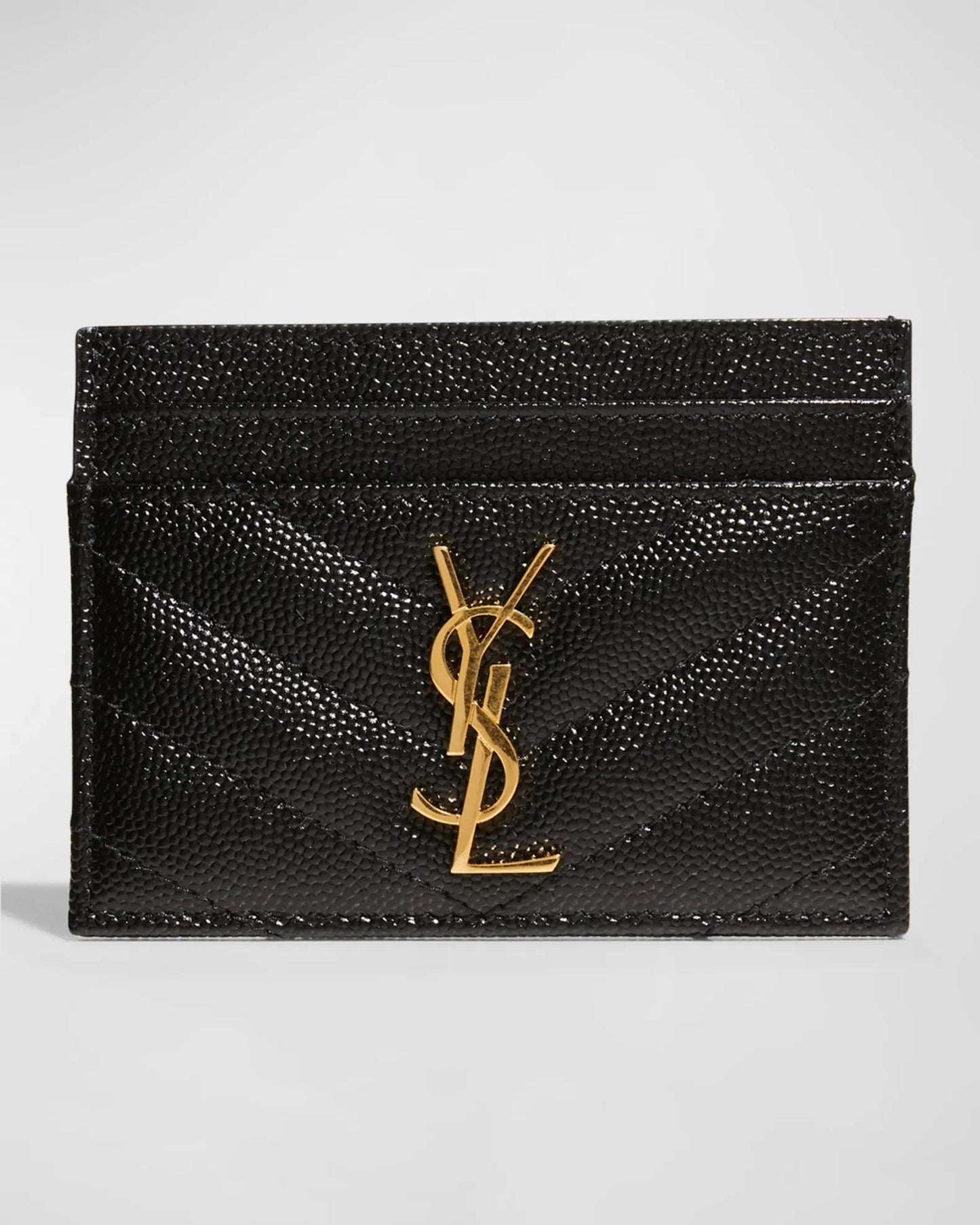 YSL MONOGRAM GRAINED LEATHER CARD CASE