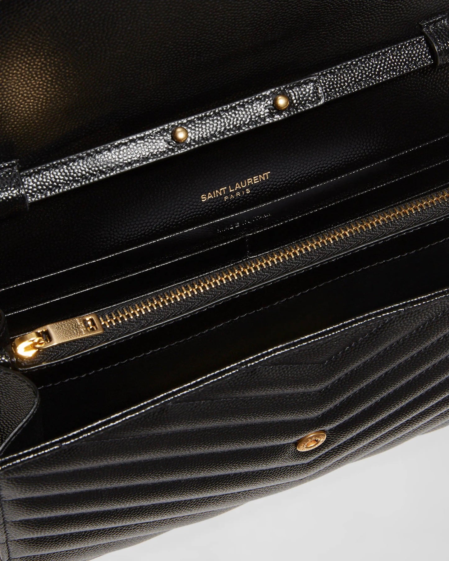 YSL MONOGRAM LARGE GRAIN DE POUDRE WALLET ON CHAIN