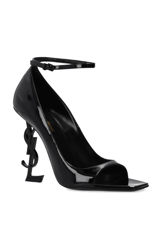 YSL SAINT LAURENT BLACK 'OPYUM' HEELED SANDALS