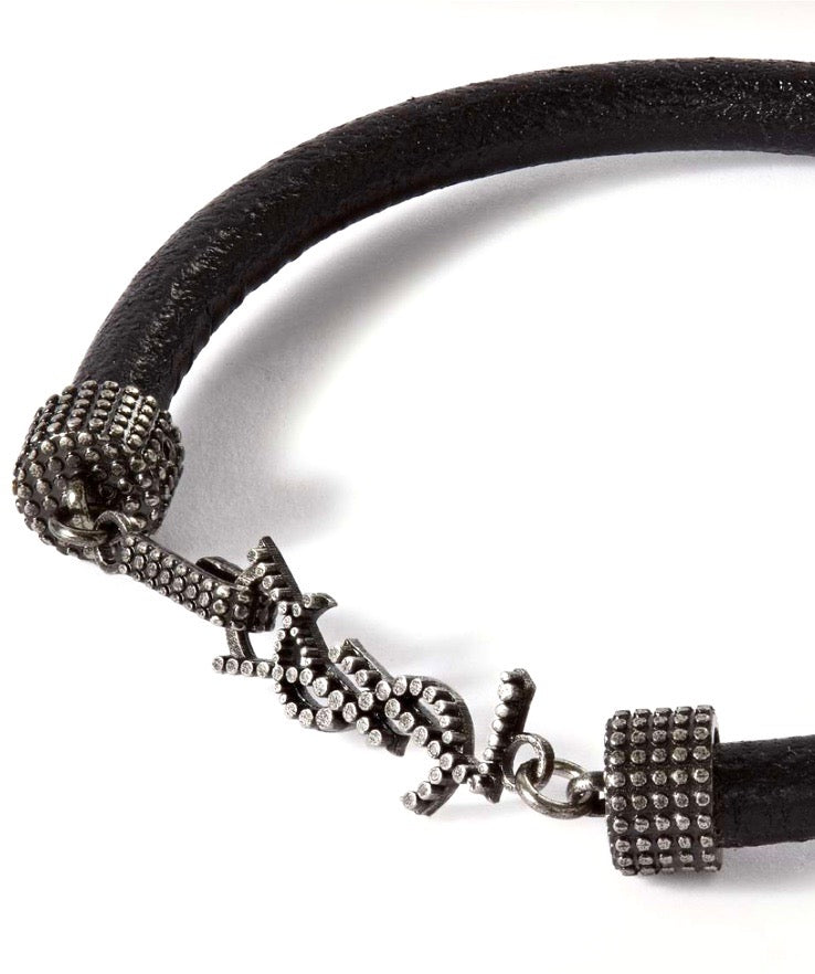 YSL OPYUM EMBELLISHED LEATHER BRACELET
