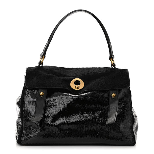 SAINT LAURENT PONY HAIR PATENT MUSE TWO BAG
