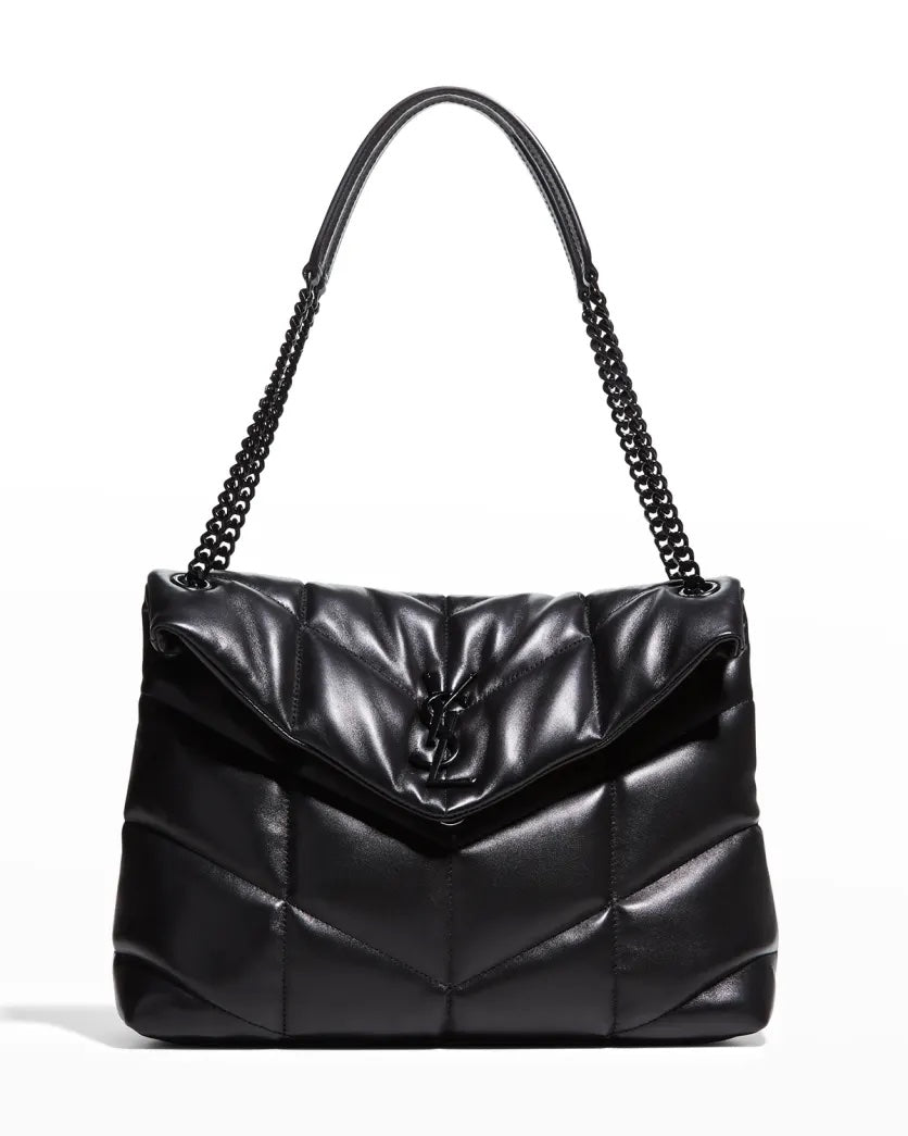 YSL LOULOU MEDIUM QUILTED PUFFER LEATHER SHOULDER BAG