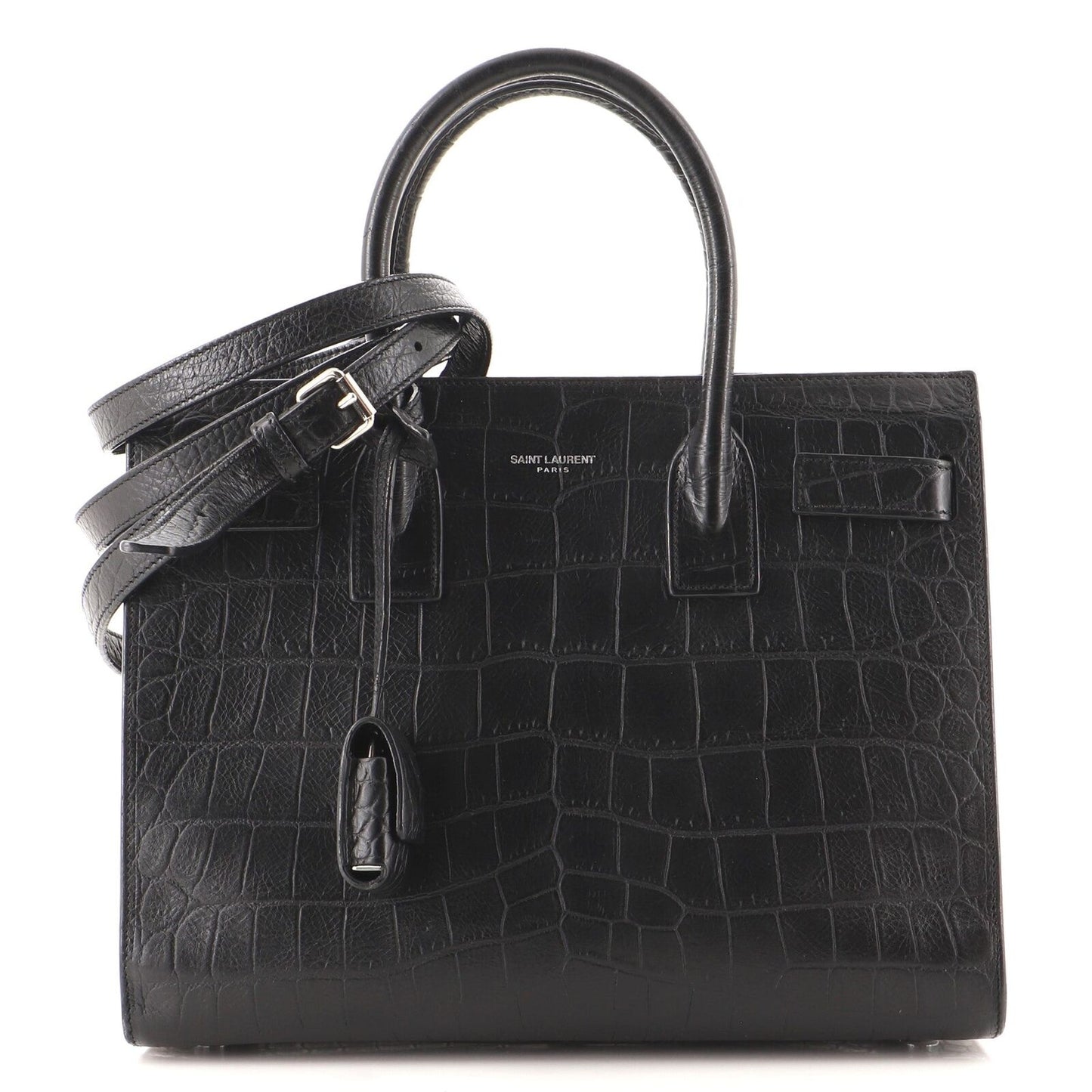 YSL SAC DE JOUR CROCODILE-EMBOSSED HANDBAG