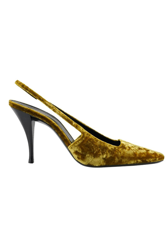 YVES SAINT LAURENT BLADE 90 VELVET SLINGBACK PUMPS