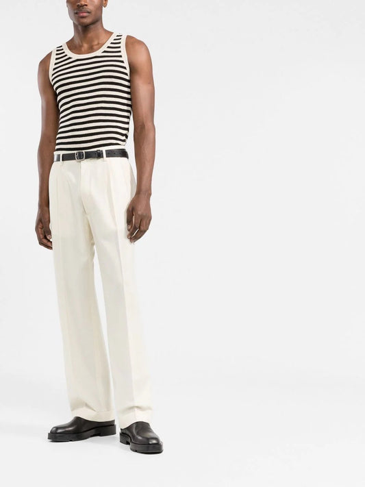 YVES SAINT LAURENT STRIPED LINEN BLEND TANK TOP