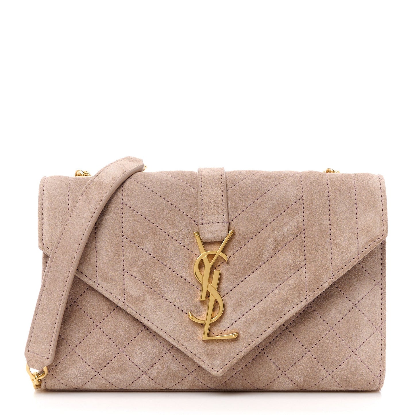 YSL MIXED MATELASSE TRIQUILT MONOGRAM ENVELOPE SMALL SUEDE CROSSBODY