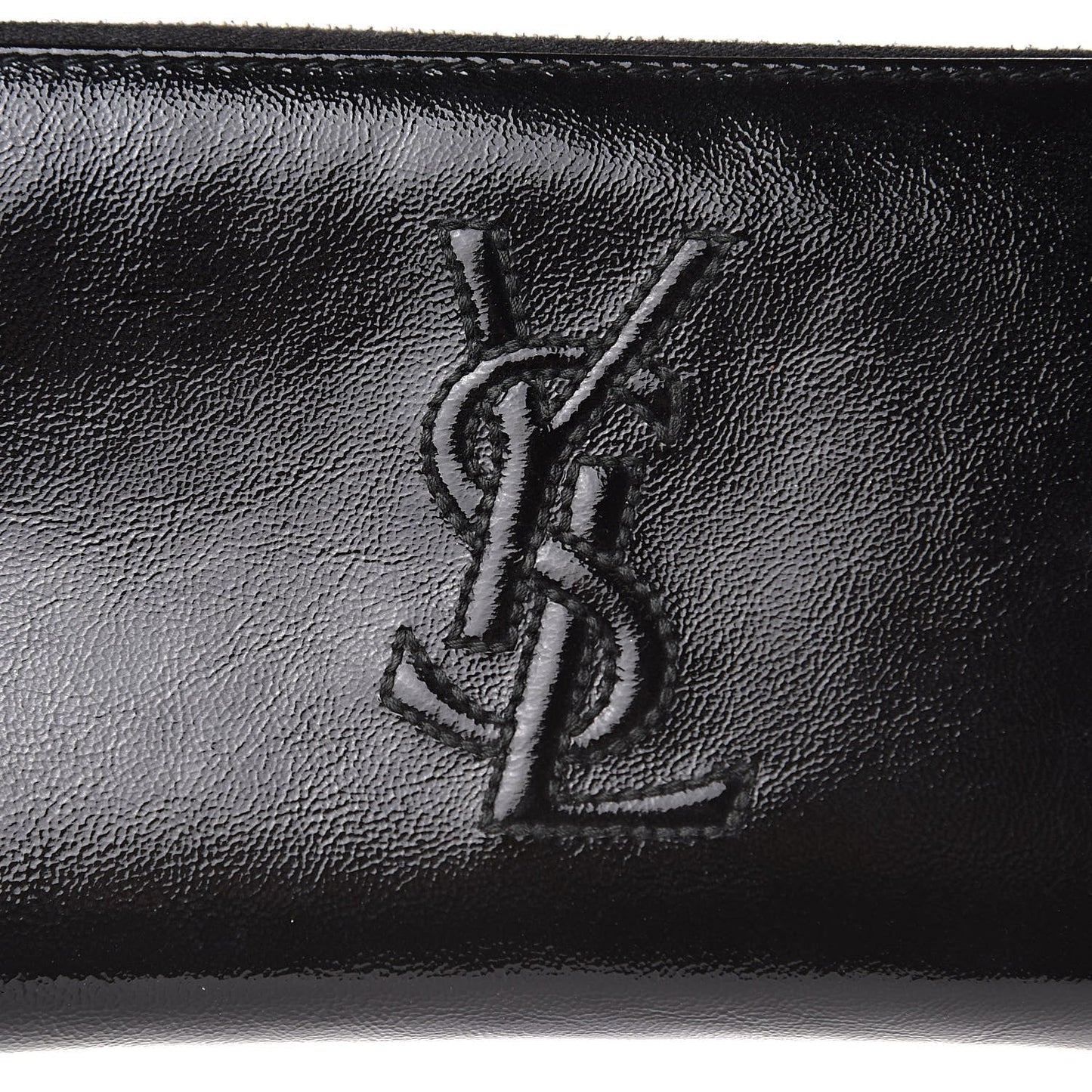 YSL TEXTURED PATENT MONOGRAM BELLE DE JOUR ZIP AROUND WALLET