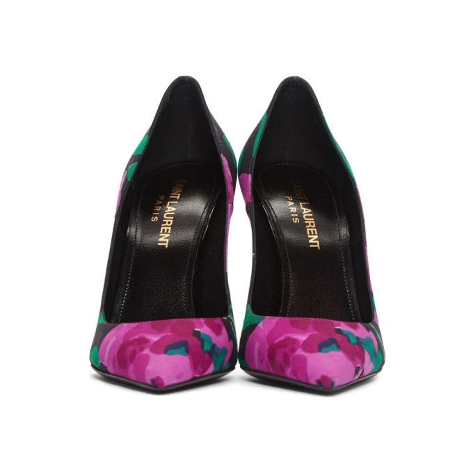 YSL TESSUTO SILK ZOE FLORAL PUMPS