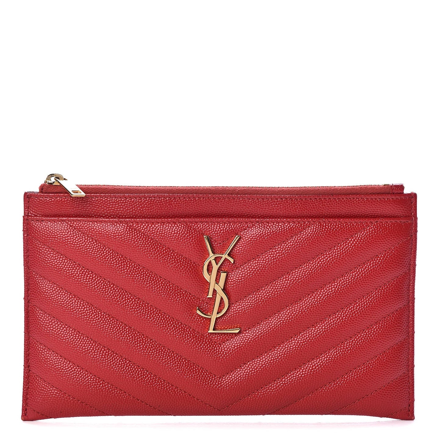 YSL MONOGRAM CHEVRON QUILTED LEATHER POUCH