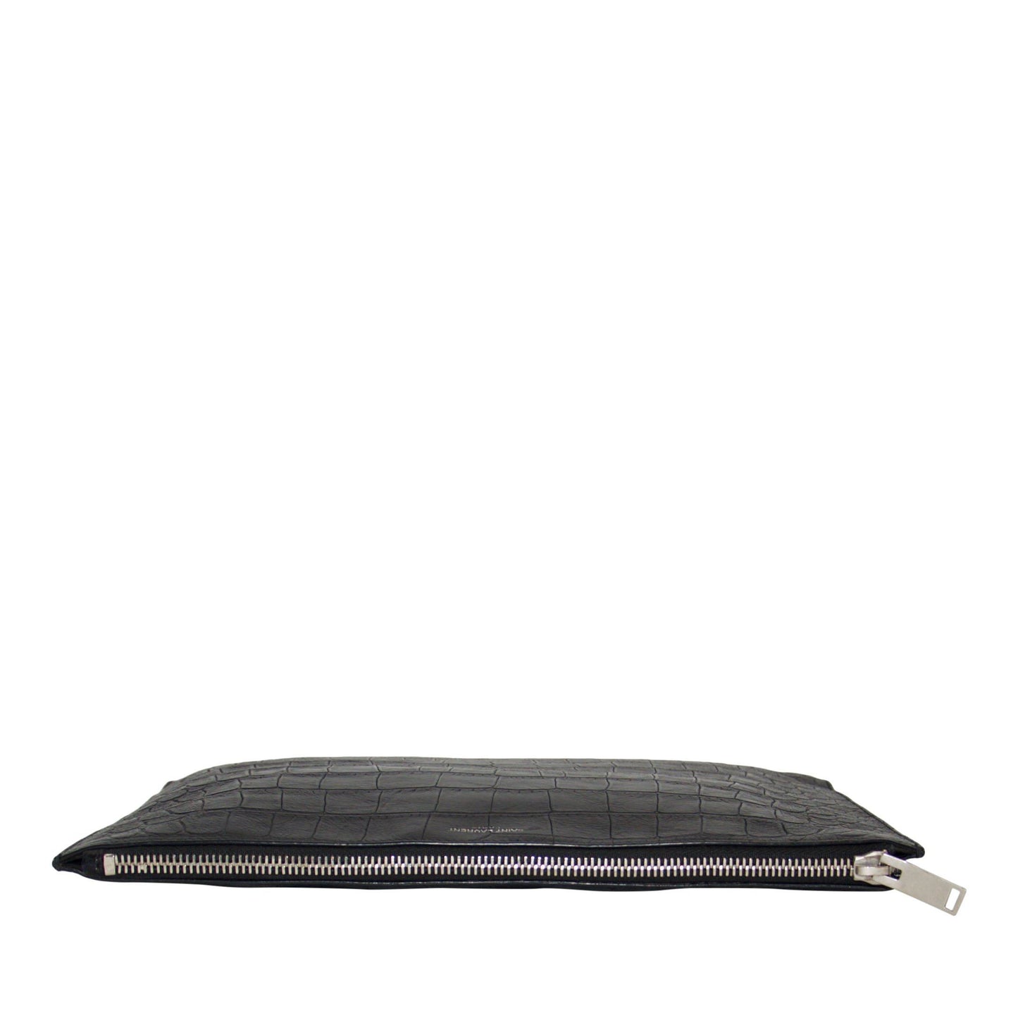Yves Saint Laurent Crocodile Embossed Zip Pouch