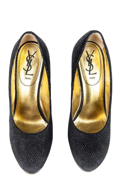 Luxury Saint Laurent Trending 2025 Black Metallic Tribute Two Pumps Size US 8 | EU 38
