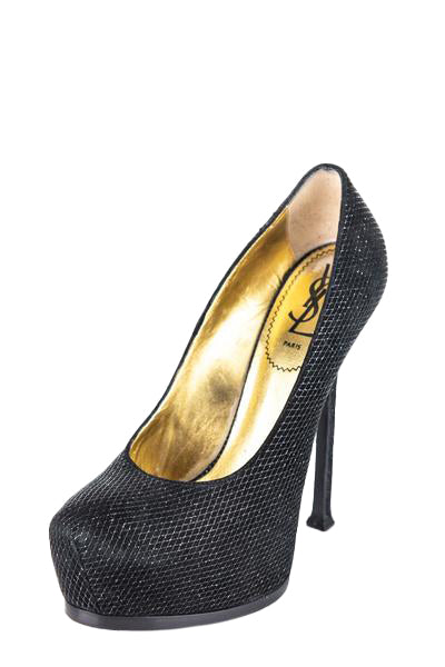 Luxury Saint Laurent Trending 2025 Black Metallic Tribute Two Pumps Size US 8 | EU 38