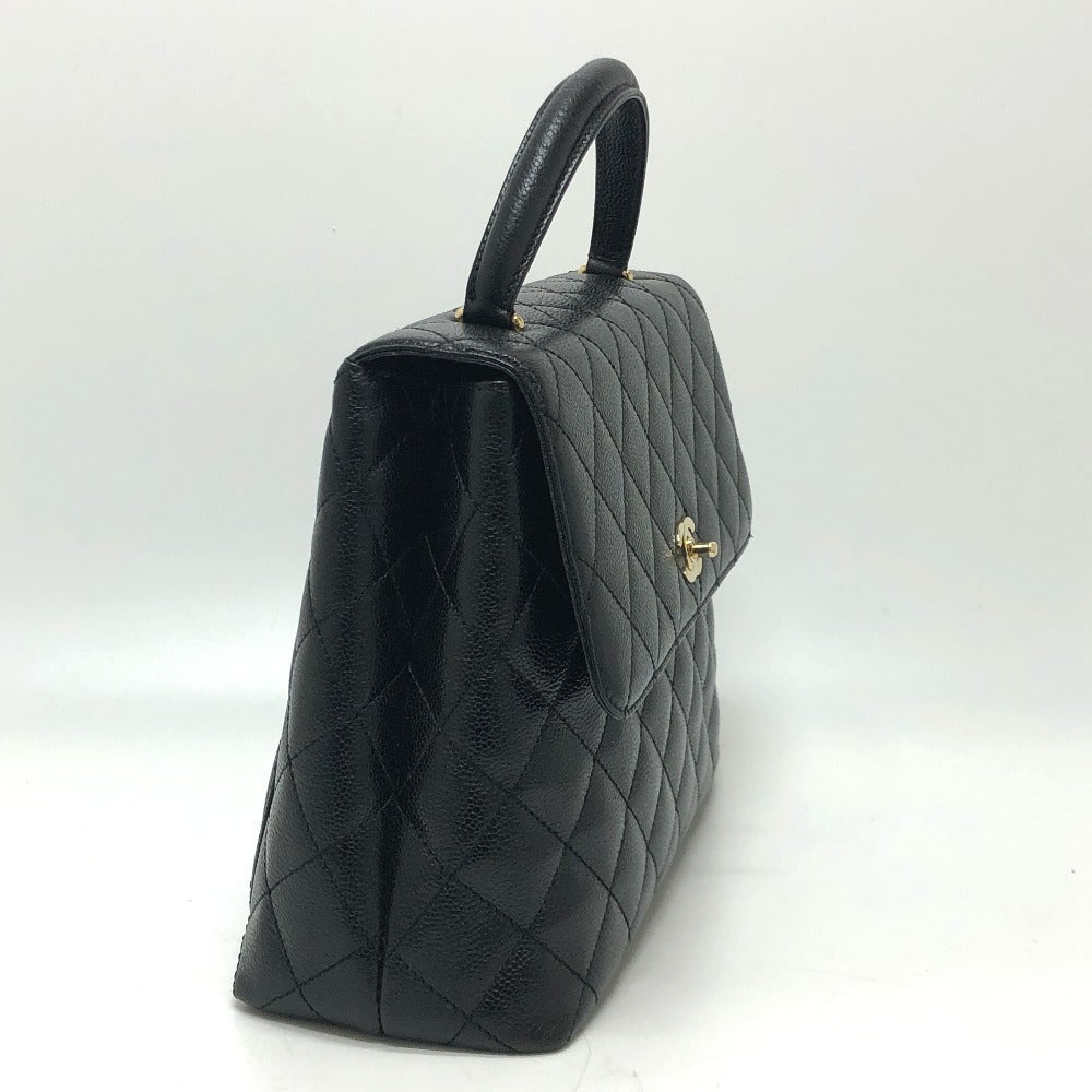 CHANEL Handbag Caviar skin black COCO Mark CC Matrasse quilting