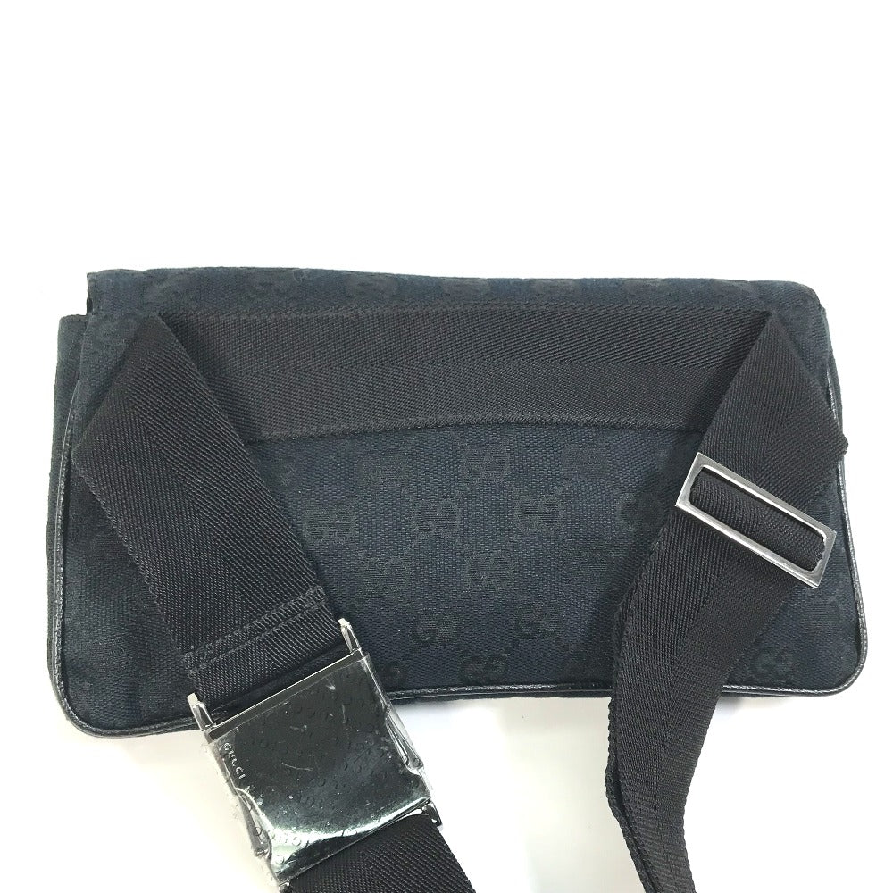 GUCCI Waist bag 146304 GG canvas / leather black GG Belt bag mens